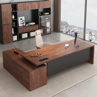 Solid wood boss desk with side cabinets north american black walnut president desk law firm office executive desk pine single table 180*80 thick 4.5cm