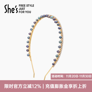 She s akiko versailles baroque freshwater pearl thin hair hoop headband hairpin hair accessories birthday gift for girlfriend blue purple m0