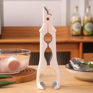 Yongfan three-in-one anti-scalding bowl clamp kitchen silicone chuck and bowl clamp dual-purpose anti-slip bowl pliers home creative plate lifter large white 1 pack - bowl clamp + plate + bottle opener