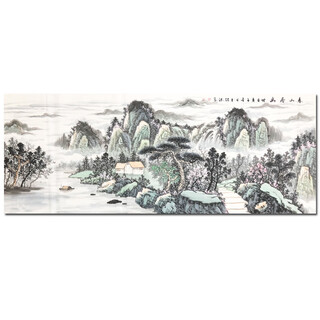 Yu yongmao of the china american association integrates the world, hand-painted celebrity calligraphy and painting, ink painting, landscape painting, fengshui painting, calligraphy and painting, wang shaode, chunshan juyou, 175*68 cm