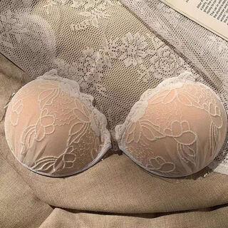 挡滑硅胶蕾丝无肩带胸贴女士夏季挡乳贴婚纱胸贴聚拢不掉乳贴 蕾丝手掌杯肤色配肩带 A