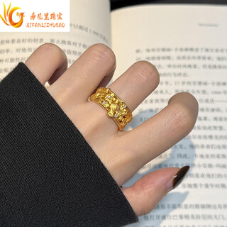 Xifanli gold magpie climbing ring for women new pure gold 999 retro design ring birthday gift for girlfriend gold magpie climbing ring no. 10, about 2.27 grams