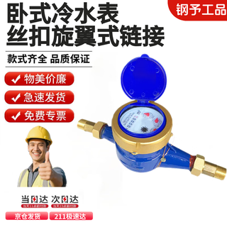 Steel pre-worked products digital water meter rotor type tap water meter horizontal threaded tap water cold water meter household engineering external thread wet cold water meter dn20 (6 points) one