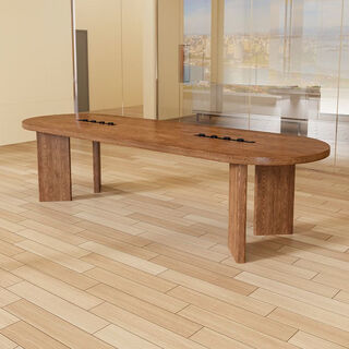 Midele reading long table solid wood oval table and chairs discussion table negotiation office workbench color/imported pine-(oval)