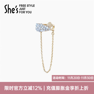 She s akiko's spring kamei bright crystal ear cuff without pierced earrings light luxury earrings birthday gift for women crystal blue and white c0