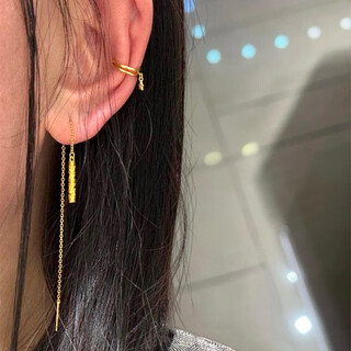 Pumanzhuji 18k gold light luxury retro personalized design gold hoop ear wire niche unique temperament earrings for girlfriend gold hoop ear wire