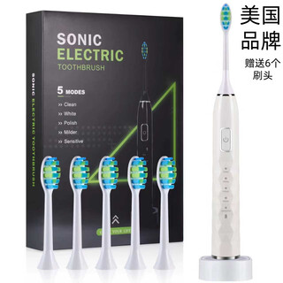 Dsk electric toothbrush for adults and men, intelligent reminder, sonic vibration, rechargeable, soft-bristle cleaning and gum protection, couple toothbrush, white