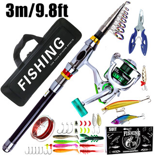 Fishing gear, rod and wheel set, long-range lure, sea fishing library, fishing rod, minnow full set, soft bait, hook and line, new wholesale, 3m fishing rod + 4000 fishing reel + fishing line + bait accessories box + fishing gear bag