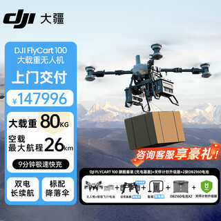 Dji fc100 large-load lifting and carrying drone emergency rescue drone flycart100 flagship set (charger version) + 2 batteries + care plan upgraded version pick-up card