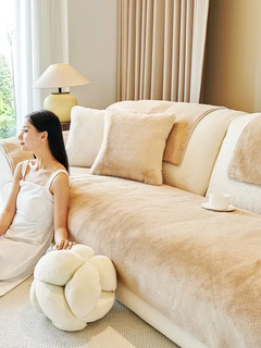 Yusenyi manyuejia fur grade rabbit velvet sofa cushion autumn and winter plush sofa cover cover combination sofa pass xinze fur grade rabbit velvet beige 45x45 pillow with core