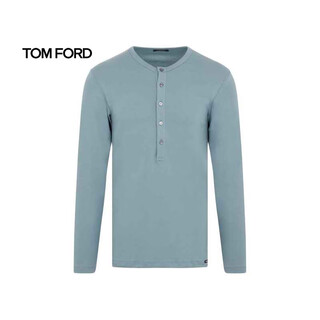 Tom ford co luxury men's crew neck henley blue 20 | xs