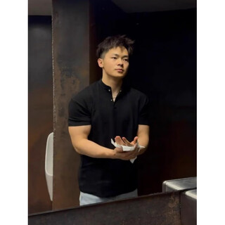 0001 summer waffle short-sleeved new chinese style henry collar polo shirt large lapel cuffs sports fitness men's t-shirt black henry collar_waffle fabric m_115-140jin jin equals 0.5 kg