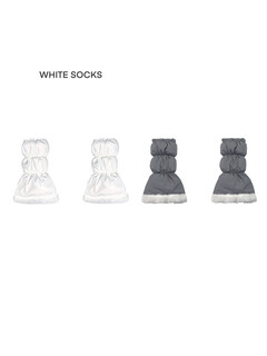 Japan imported muju white socks autumn and winter new down warm socks sports wool lined windproof calf socks and snow white + gray one size fits all