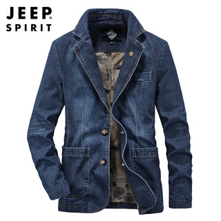 Jeep 2025 casual versatile denim jacket men's autumn suit men's loose large size autumn denim suit jacket men's blue 3xl