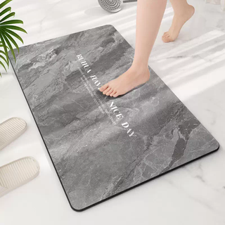 Yusenyi bathroom floor mat diatom mud water-absorbent quick-drying anti-slip bathroom easy-care home bathroom carpet high-end marble 3 dark (4.5mm water-absorbent quick-drying anti-slip) 80x120 (enlarged size free cut)