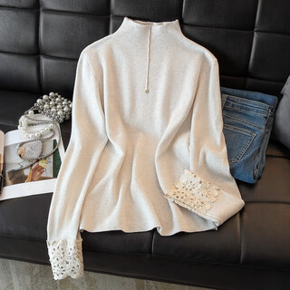 Sibaishe fashionable half turtleneck bottoming shirt for women 2025 winter new style spliced long-sleeved simple temperament top