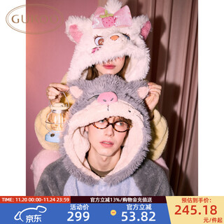 Gukoo couple pajamas winter coral velvet warm disney mary cat joint women's home clothes set men's pajamas d men's suit l