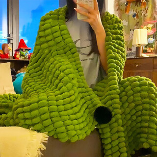 Li shen's big ball thread thread blanket hand-knitted cushion blanket diy material package milk frother time crocheted blanket thick soft and skin-friendly olive green + circular needle + video tutorial (no black ball oh 50cm*50cm 4 groups can be knitted about commonly used cushions/baby blankets