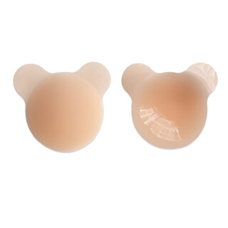 猫头提胸贴婚纱挡提拉薄款挡凸点乳头贴纯色固态熊猫硅胶乳贴 肤色 均码