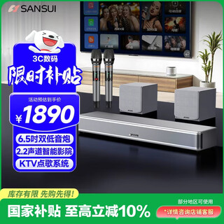 Sansui home echo wall tv speaker home theater ktv set living room three-dimensional surround wireless bluetooth speaker karaoke speaker k song with double subwoofer 95s