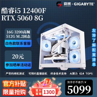 Gigabyte i5 12400f/12600kf/14600kf/rtx5060ti/5070/7650gre e-sports game ai design rendering desktop assembly computer host diy complete machine with two 12400f+rtx5060