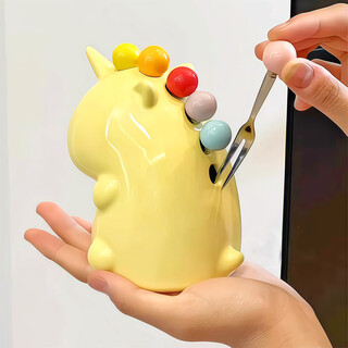 Fantasy unicorn fruit fork set home high-end dessert cake fork children's safety stainless steel fruit pick pink unicorn 1 pack + 6 forks