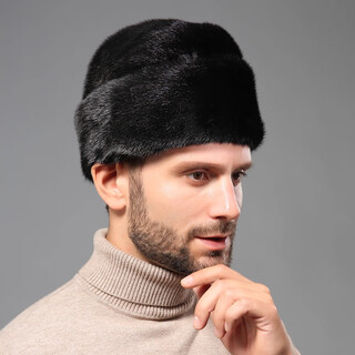 Yinghui mink fur hat men's winter warm presidential gentleman hat mink straw hat middle-aged and elderly french real fur landlord hat black m (56-58cm)