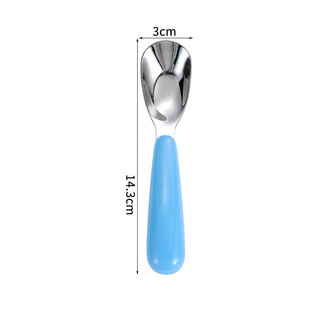 Yusenyi baby food supplement eating spoon 316l stainless steel spoon baby spoon children's tableware learning eating training spoon blue 316l spoon (bag)