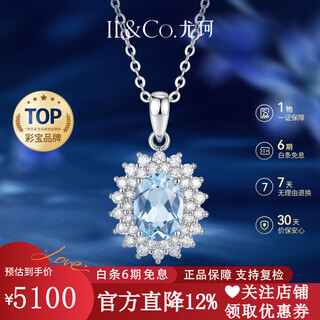 Il&co youke pt950 platinum natural aquamarine necklace women's diamond pendant birthday and valentine's day gift for girlfriend platinum 1 carat aquamarine pendant with silver chain