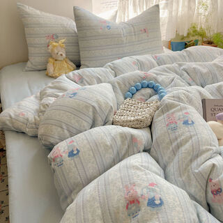 Class a double-layer gauze pure cotton four-piece 2025 new cotton quilt cover quilt cover sheet dormitory student three 4 little elephant baby class a maternal and infant grade soft skin non-pilling dormitory bed three quilt cover 150x200cm