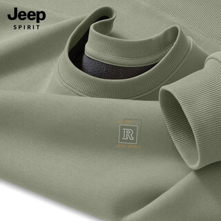 Jeep spirit jeep men's velvet sweatshirt autumn and winter 2025 new thickened round neck jacket men's high-end warm tops for men