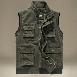 2025 men's loose large size multi-pocket workwear waistcoat photography fishing pure cotton spring and autumn armor 9856 army green m m weight 125 jin jin is equal to less than 0.5 kg