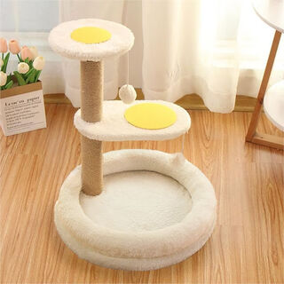 Lzjv sisal cat climbing frame cat nest integrated cat tree villa multi-layer cat scratching board wear-resistant small apartment cat scratching post cat toy cat climbing frame - round two-layer - gray kitten