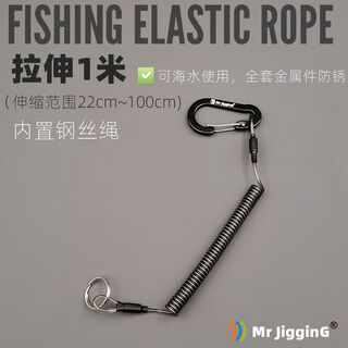 Qingwei steel wire core lost rope key access card scissors hanging buckle rope lua pliers telescopic rope anti-lost spring rope carabiner classic 1 meter steel wire core