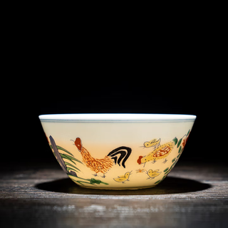 Flat master cup, underglaze color tea cup, cockfighting cup, imitation ming dynasty chenghua chicken jar cup, tea cup, porcelain cup, high-value gift