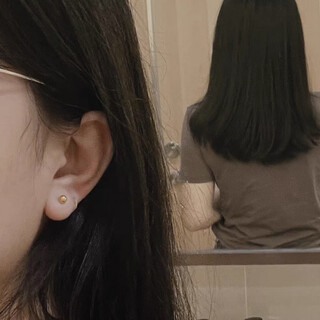 Pumanzhuji is highly practical, retro, compact, 18k gold gold bean gold ball for daily commuting, ear piercing, gold-covered, anti-allergic and versatile, a pair of 3mm bean earrings, titanium anti-allergenic