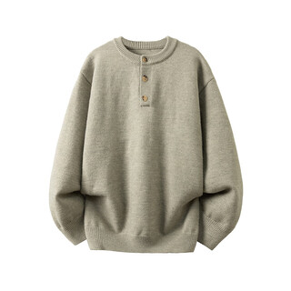 Zhiwei retro henley collar buttoned sweater men's winter high street lazy sweater heavy loose couple casual top yellow gray xl recommended 125-145jin jin is equal to 0.5 kg