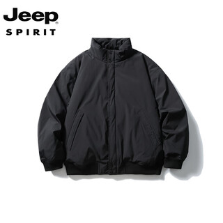 Jeep spirit american simple down jacket men's winter style 90 white duck down thickened warm jacket stand-up collar baseball jacket black m