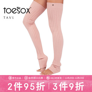 Toesox over-the-knee long yoga socks piled with anti-slip socks pilates leg socks fitness leg socks tavi co-branded soft pink one size fits all (81~83cm)