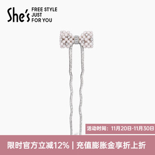 She s akiko barbie overture craft pearl bow hairpin hair comb u-shaped hairpin headdress birthday gift pearl white h0