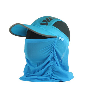 We flowerwefox outdoor anti-snort fishing hat with mask scarf to cover face and neck breathable anti-mosquito hat blue