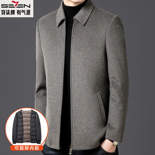 Qipai shop counter same style double-sided woolen three-in-one removable liner wool jacket mid-length woolen coat khaki m 100-125jin jin equals 0.5 kg