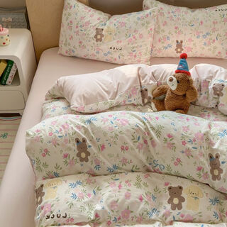 Fantasy a-type baby cotton super soft and waxy, close-fitting naked sleeping grade four-piece bed sheet quilt cover student dormitory three-piece fitted sheet set 4 category a* maternal and infant cotton glutinous jiji cute pet party soft and skin-friendly 0.9 bed sheet dormitory three-piece set - quilt cover 150x20 bed sheet default