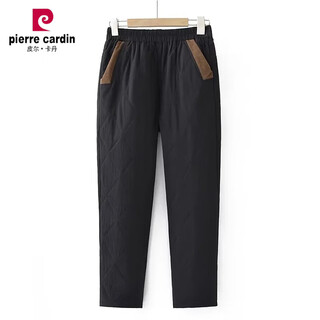 Pierre cardin mother's cotton pants winter lightweight padded pants large size middle-aged and elderly women's elastic waist coldproof warm pants for outerwear black xl recommended 110-130jin jin equals 0.5kg