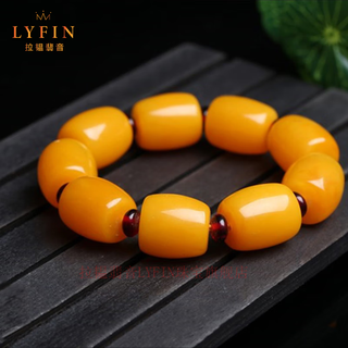 Layun feiyin collection grade chicken fat yellow beeswax bracelet men's amber bracelet optimized non-natural precision polishing with certificate approximately 18mm (with certificate)