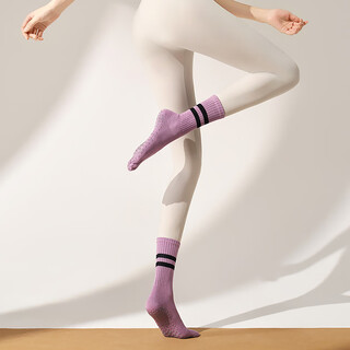 Mianciyuan (mianciyuan) five-finger yoga socks for women, non-slip, adult indoor special sports dance pilates boat socks, purple, one size fits all, 35-40, sports fitness/full palm silicone/anti-slip shock absorption/breathable