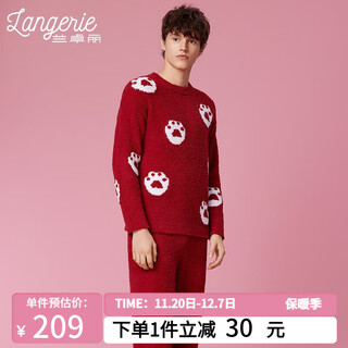 Lanzhuoli couple's clothing new year's ben ming nian red home clothes year of the dragon suit up and down suit pajamas for men and women new style women cinnabar red men's xl (180) men's