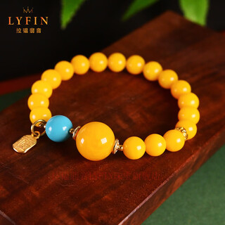 La yun feiyin natural beeswax bracelet chicken oil yellow amber single circle bracelet turquoise blessing jewelry new chinese style women's bracelet beeswax bracelet 8mm