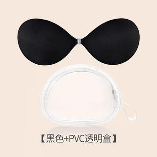 Sbeauty肌底胸贴聚拢上托吸汗不闷汗隐形硅胶乳贴涤纶圆形 无痕圆杯-黑色+PVC盒 A