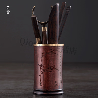 Jiutang copper edge solid wood tea ceremony six gentlemen black sandalwood tea lotus tea clip set creative tea accessories (ebony wood accessories) the six gentlemen tea ceremony is rising steadily